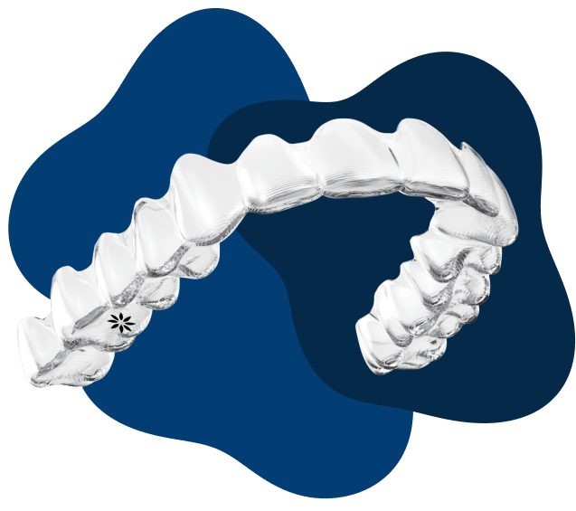 Closeup of Invisalign clear aligner braces